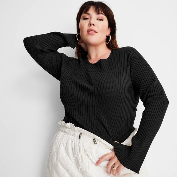 Women's Party Twisted Back Crewneck Pullover Sweater Future Collective Black 1X - Picture 4 of 10